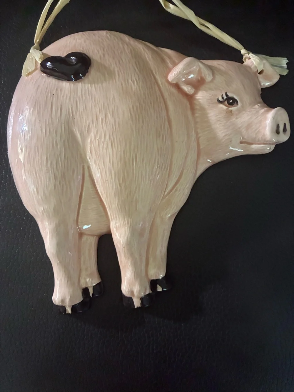 Vintage Handmade Country-Style Pink Ceramic Pig Wall Hanging - Home Wall Decor